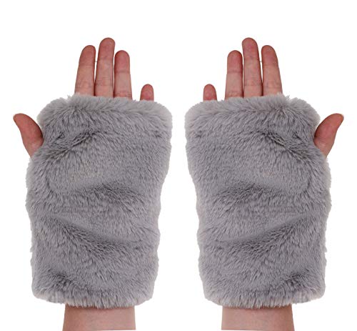 Newfancy Women Winter Furry Mittens Faux Fur Warm Soft Fingerless Half Finger Arm Warmer Gloves #TOP3