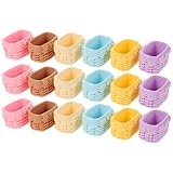 Ligero y portátil: la construcción pequeña y liviana de cada canasta de picnic de casa de muñecas garantiza un fácil movimiento y reposicionamiento, lo que permite accesorios de canasta de cocina de casa de muñecas flexibles o arreglos de canastas de jardín de hadas, mini contenedor de picnic, modelo de canasta de picnic