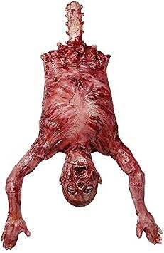 MOLEZU Hanging Torso Severed Skinned, Halloween Party Props Latex Limbless Hanging Half Body Corpse Haunted House Decorations 40x30x7 inches A