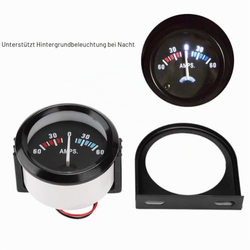 12V Amperemeter-12V Amperemeter Guage, 2 Zoll/52Mm Auto Amperemeter Voltmeter 60-0-60A Amp Gauge Voltmeter Für Kraftfahrzeuge