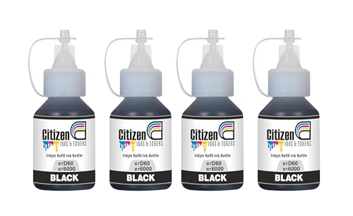 Image of BT6000 Refill Ink Bottle | Compatible with Brother Printers - DCP-T220, DCP-T226, DCP-T420W, DCP-T426W, DCP-T520W, DCP-T525W | High Print Quality | Leak-Proof (Pack 4 : Black)