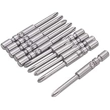 Utoolmart 4mm Round Shank 40mm Length 2.5mm PH1 Phillips Magnetic Screwdriver Bits 10Pcs
