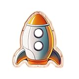 Uniwooder Wooden Rocket Piggy Bank for Kids, Unbreakable Space Coin Bank for Kids with Sticker, Wooden Cashbox Toddler Money Jar Easter, Birthday Gifts for Boys, Girls, Educational Toy for Boys, Girls