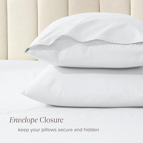 Bare Home 100% Organic Cotton King Pillowcase Set - Crisp Percale Weave - White Pillowcases 2 Pack - Lightweight & Breathable (King Pillowcase Set of 2, White) by Bare Home - Image 6