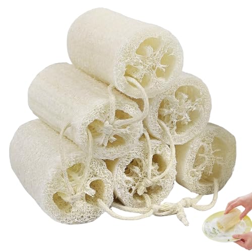 ZYEKIU 6 Piezas Lufa Natural Esponja Natural Esponja Exfoliante de Ducha de Masaje de Masaje Loofah de Luffa Reutilizable para Cuidado del Cuerpo, Ducha, Cocina y Camping