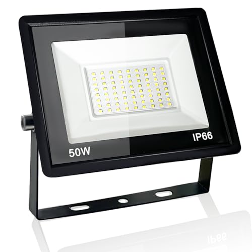 Eleganted 50W Focos LED Exterior， 6500K Proyector Led Exterior, IP66 Impermeable Foco Proyector LED， para Casa, Garaje, Patio, Camino, Jardín