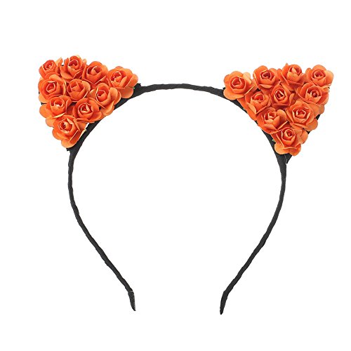 Tvoip Cat Ears Headband with Paper Roses #TOP29