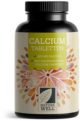 Calcium Tabletten 180x - optimal hochdosiert mit 800 mg Calcium pro Tag - Erhalt normaler Knochen & Zähne - laborgeprüft mit Zertifikat - hochwertiges Calciumcarbonat - Vorrat für 90 Tage - 100% vegan
