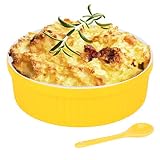 Souffle Dish Ramekins for Baking – 32 Oz, 1 Quart Large Ceramic Oven Safe Round Fluted Bowl with Min