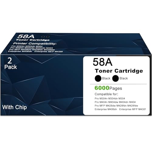 Image of 58A CF258A Black Toner Cartridges Compatible Replacement for HP 58 58X CF258X LaserJet Pro MFP M428dw M428fdn M428fdw M404 LaserJet Enterprise M406dn M430f, Pro M404n M404dw M404dn M404 M304n M304dn