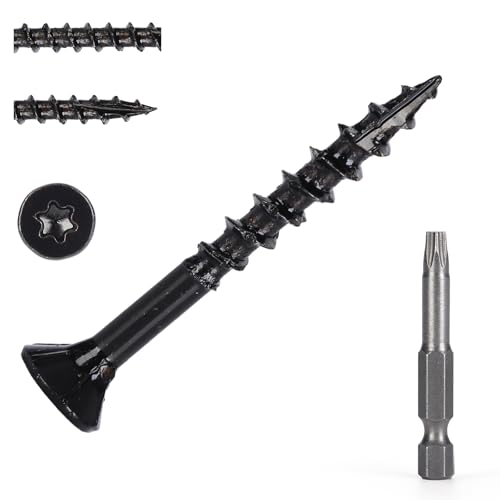 Image of Wood Screws #8 x 1-1 /2'', T25 Star Torx Drive Flat Head Deck Screws, Black, 165Pcs (1lb)