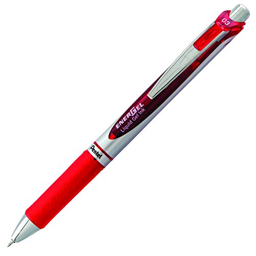 Pentel Energel Rtx Retractable Liquid Gel Pen, Extra Fine Line, Needle Tip, Red Ink ,12 Pack (Bln73-B), 0.3Mm Needle #TOP3