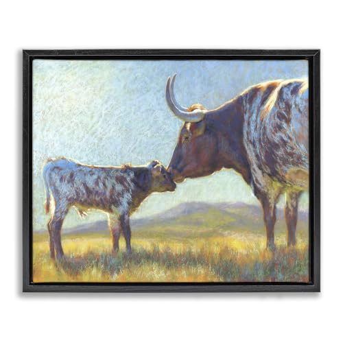 Sunlit Farm Cattle Calf Portrait, 16 x 20 Inch Canvas in Floater Frame