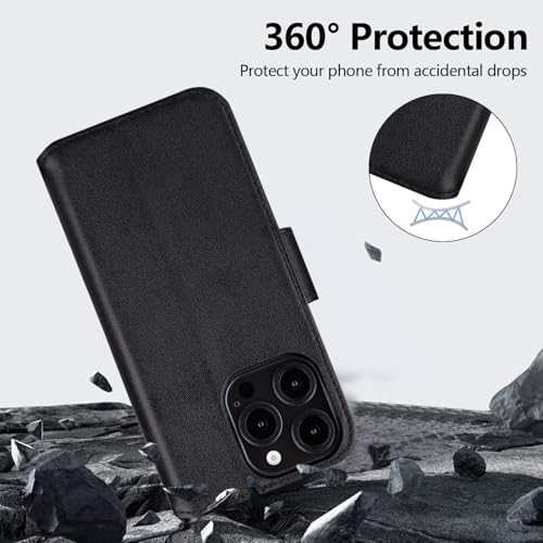 Étui iPhone 16 Pro CHALK & HIDE en cuir véritable noir de première qualité - 7