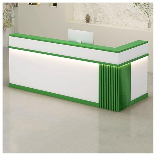 引き出し付き受付デスク、コンピューターデスク、収納キャビネット付きオフィスワークライティングデスク、ホームオフィス、オフィス、チェックアウト、ロビー、美容院用の天然木仕上げ(A11,150cm/59in)