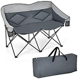 Bangtane Loveseat Camping Chair, Double Folding Chair, Support 500 LBS, Heavy Duty for 2 Adults, Ove