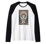 Pose regia del gato Leo, zodiaco, sol, melena real Camiseta Manga Raglan
