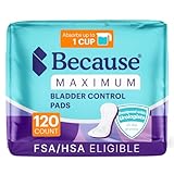 Because Incontinence Pads for Women – Maximum Absorbency for Moderate Bladder Leaks, Discreet Daily Protection, Individually Wrapped, 120 Count, New Version