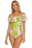 Trina Turk Women's Standard La Palma Off The Shoulder One Piece, Multi, 14