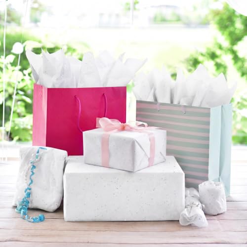 Image of 120 Sheets White Glitter Tissue Paper, 14x20 Inch Glitter Art Tissue Paper for Gift Bags, Gift Wrap Supplies Bulk for Weddings, Birthday Parties, Crafts & Decoration (White)