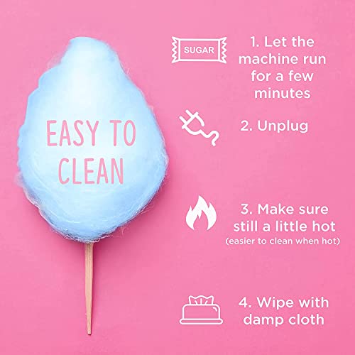 The Candery Premium Stainless Steel - Cotton Candy Machine and Floss Bundle Quartz Heating - Includes 5 11oz Floss Sugar Flavors