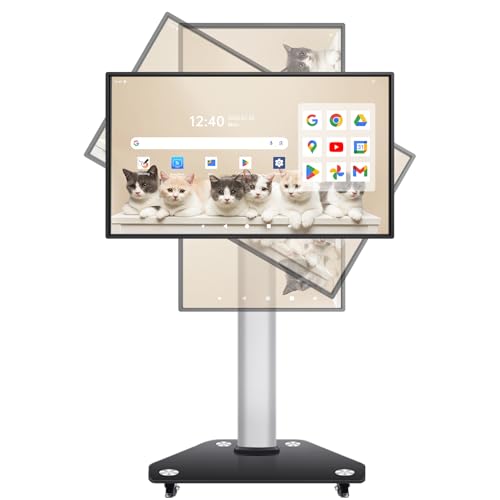JAV Smart Board Interaktives Whiteboard 55 Zoll 4K Google EDLA Zertifiziert Drehbares Smart Screen Android 14 Elektronisches Whiteboard für Live Streaming Büro Klassenzimmer (Inklusive Wandhalterung)