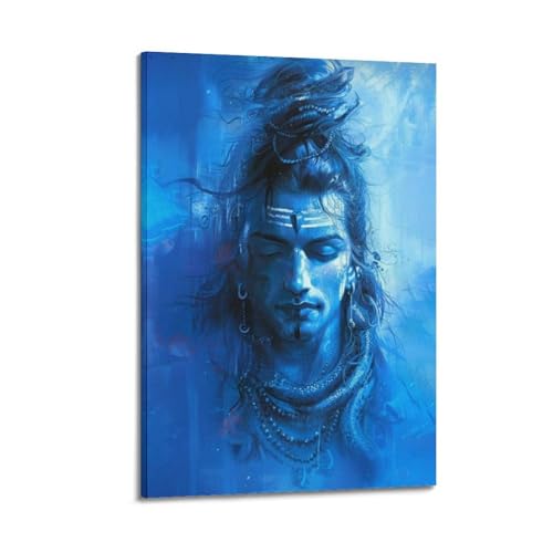 Hindou Shiva Blue peinture teintée sur toile de qualité supérieure CMHONLY
