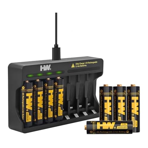 HW Rechargeable AA Batteries with Charger Cover