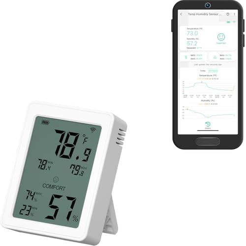 YoLink Indoor Thermometer Hygrometer YS8023 with LCD Comfort Display, Magnetic Mount for Kitchen Use, Max/Min Tracking, LoRa, 5-Year Battery, Alexa/IFTTT – Hub Required