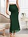 AISWI Maternity Mesh Mermaid Skirt Adjustable Waist Over The Belly Elegant Stretchy Pregnancy Maxi Skirts Spring Summer, Dark Green, X-Large