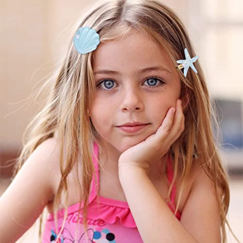 Chuang 8 Pcs Starfish Hair Clip Sea Shell Hair Clip Princess Hair Clips Girl Hair Clips, Beach Hair Accessories Mermaid Costume Accessories For Women Girls Kids, Blue, White, Pink, Pack Of 1 #TOP4