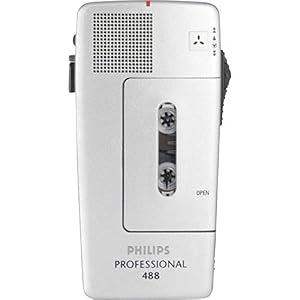 Philips Pocket Memo LFH0488 Analoges Mini-Kassetten Diktiergerät (Schiebeschalter, wählbare Mikrofonempfindlichkeit, autom. Aufnahmeaussteuerung, Sprachaktivierung, Briefende-Ton) silber