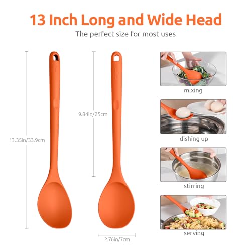 Image of U-Taste Silicone Cooking Spoon, 13.3 inch Long Large Mixing Spoon, Orange