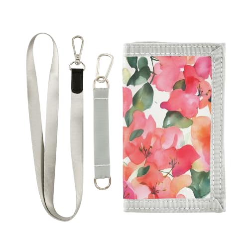 ALAZA Kids Wallets for Boys Girls Toddler Trifold Wallet Children Small Orange Bougainvillea Flowers with Zipper Coin Pocket