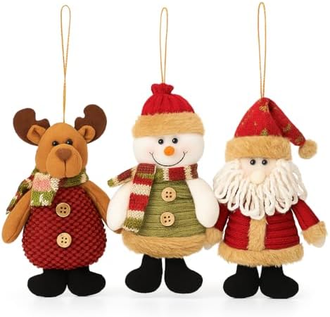 Conjunto Com 3 Enfeites De Natal de Feltro e Pelúcia Para Árvore ...