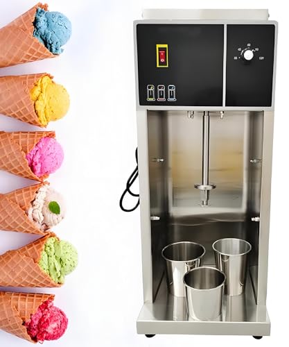 USZWBY Electric Yogurt Milkshake Blending Machine, 3200r/min Stainless Steel Ice Cream Mixer for Kids, Commercial Fruit Sorbet Maker with Hand Cups, 576W Total Power