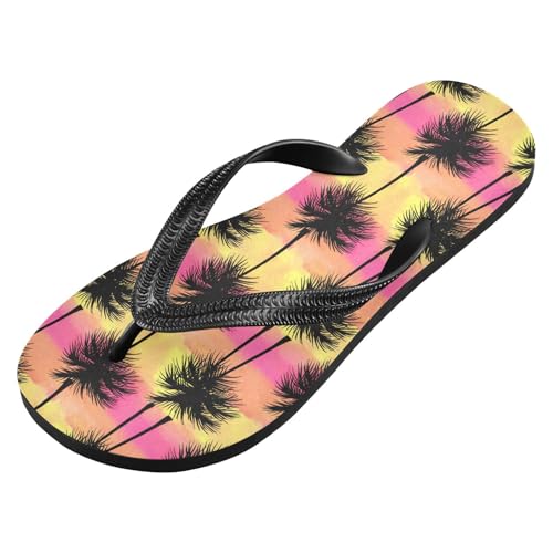 Palm Trees Sunset Stripe Flip Flops for Beach Thong Sandals Anti-slip Lightweight Beach Shoes for Travel Summer Outdoor2