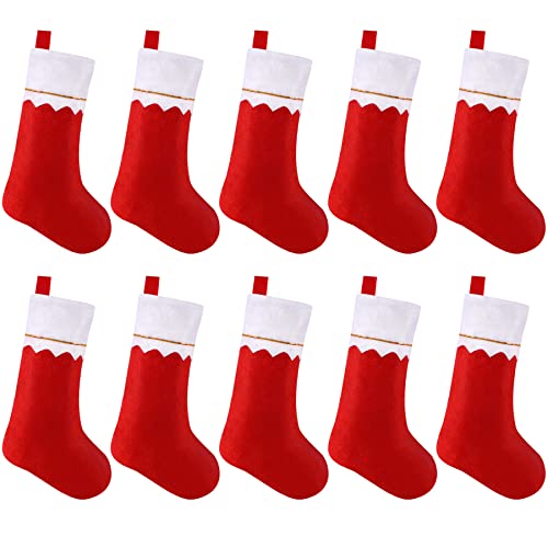 NOVWANG 10 Pack Christmas Stockings, Hanging Xmas Home Decor Christmas Stocking Bags Holiday Decorations Stockings Red Christmas Stockings