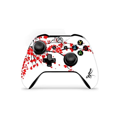 ZOOMHITSKINS Controller Skin Compatible with X1 S and X1 X, Vinyl Sticker Technology, Sakura Red White Japan Cherry Blossom Flowers, Durable, 1 Skin, Made in The USA Cover