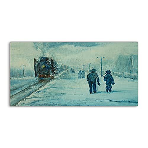 Tableau train of the winter station decoration interieure moderne plexiglas