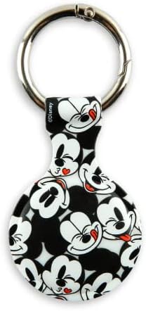 IJOY Disney Mickey Mouse Holder for Apple AirTag - Protective Tracker with Keychain for Dog, Bags, Keys - Disneyland Essentials and Holiday Gifts, Mickey Faces, Standard