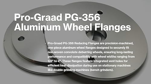 pg-356 3 x 58 convolute deburring wheel aluminum reducer flanges for wheels with 3 hole reduce arbor to fit 58 compatible for use with pro-graad amp 3m scotch brite wheels 1 pair
