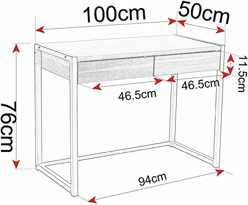 Image of Solid Wood Top & Metal Legs Study Table with Two Elegent Drawer Storage | Study Desk | Office Table for Study Room | Library | Office | Kids Room | Living Room |