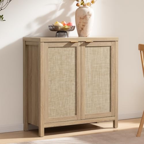 SICOTAS Rattan Sideboard Buffet Cabinet with Large Storage - Boho...