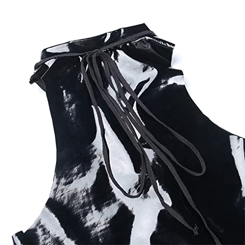 Women's Leather Goth Cowgirl Top Cami Sexy Punk Rock Halter Bustier Hollow Out Crop Tank Top #TOP6