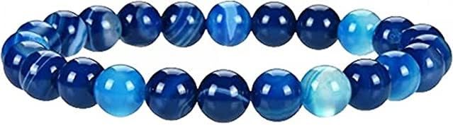 YONKU 10mm Lace Agate Blue Beaded Yoga Chakra Bracelets For Women, Men, and Teens - Round Beads 7" Beaded Yoga Chakra Bracelet YO-BRACE-6660