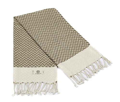 Madamelique Exclusive Hand Towels Set Of 2-18 X 40 Inches - Decorative Bathroom Peshtemal Towel For Hand, Face, Hair, Yoga, Tea, Dishcloth, Kitchen And Bath - 100% Pure Cotton (Biscuit) #TOP7