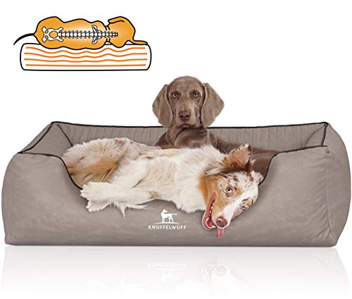 Knuffelwuff 14123-011 Columbia - Cama ortopédica XXL para Perros, Piel sintética, 120 x 85 cm, Color Gris Claro