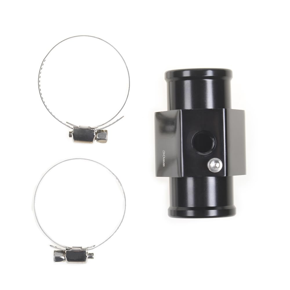 Aluminum Water Temp Joint Pipe Water Temp Meter Temperature Gauge Joint Pipe Radiator Sensor Adaptor Clamps Black 38mm
