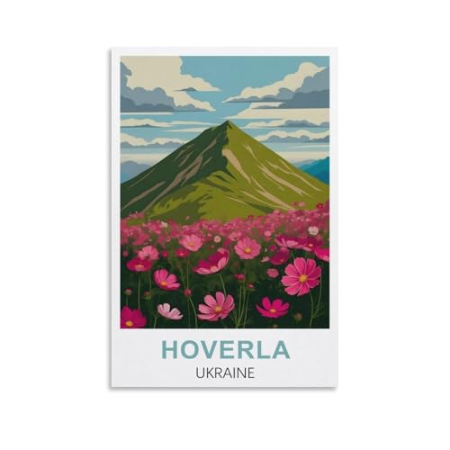 Poster Hoverla Dianheng de voyage vintage sur toile déco chambre 60x90 cm